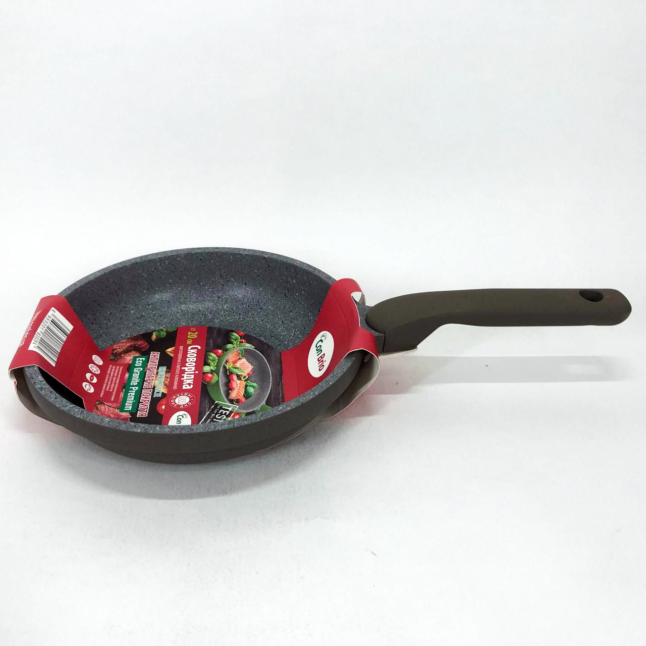 Сковорода Con Brio CB-2026 Eco Granite Premium 20 см, Сковорода для дома качественная. Цвет: серый