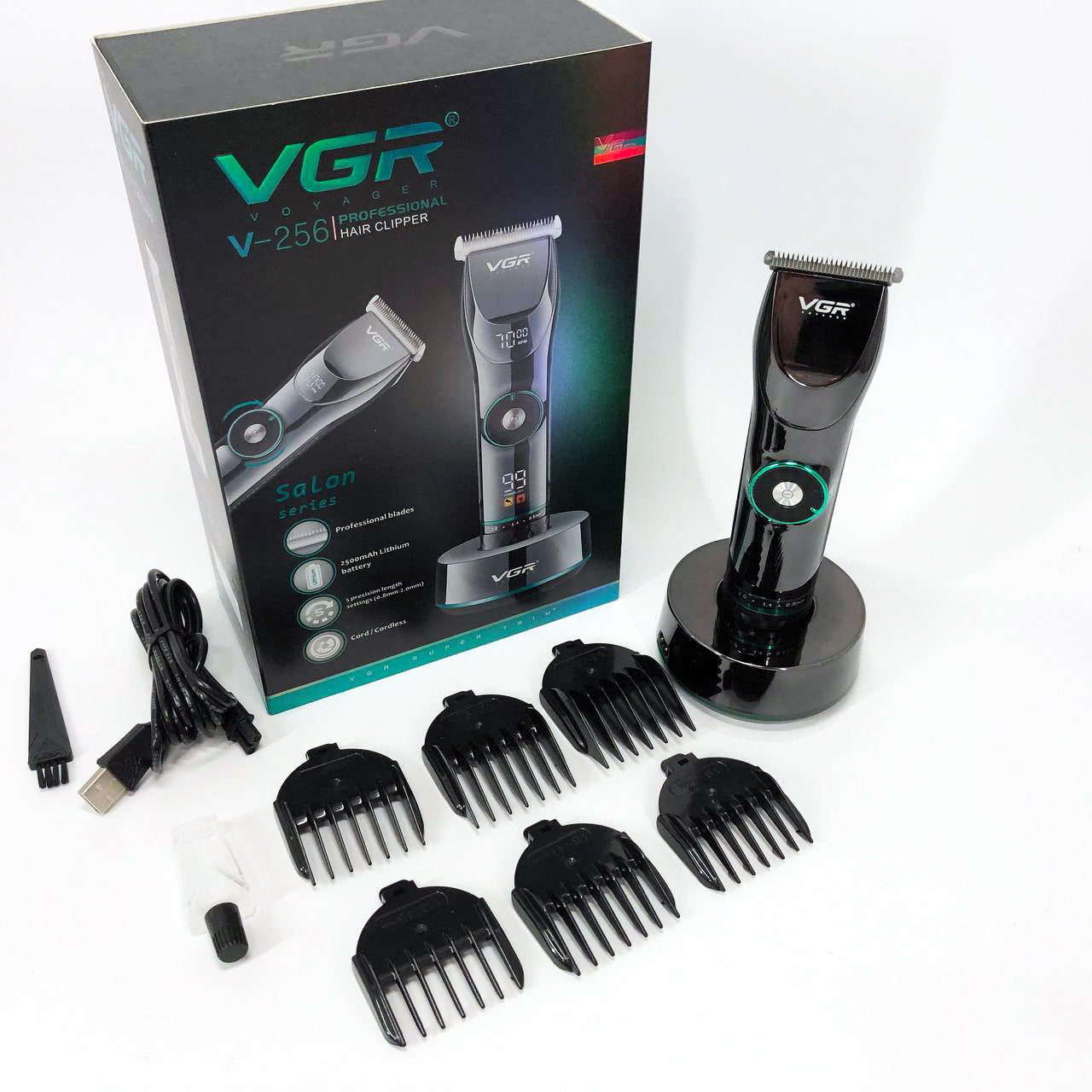 Профессиональная беспроводная машинка для стрижки волос и бороды VGR V-256, беспроводная электробритва