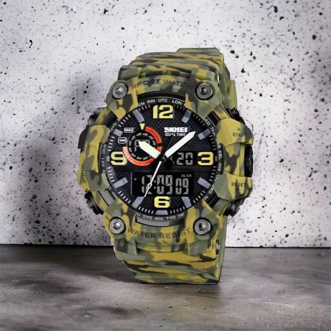 Часы наручные мужские SKMEI 1520CMGN CAMO GREEN, часы военные мужские, для военнослужащих. Цвет: камуфляж