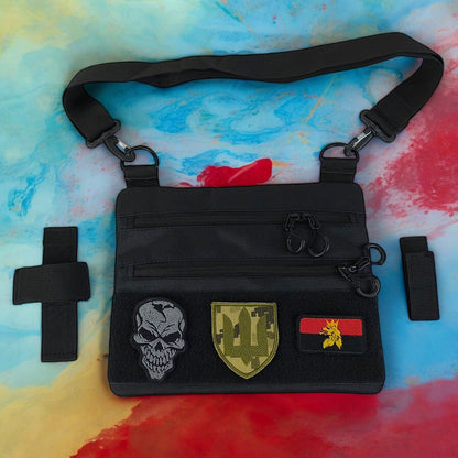 Сумка тактична чорна для прихованого носіння з кобурою, чоловічий месенджер із кордури