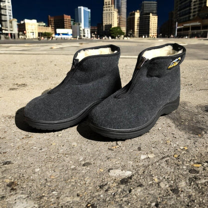 Черевики чоловічі утеплені на застібці 41 розмір, повстяні бурки, домашні чоловічі валянки. Колір: сірий