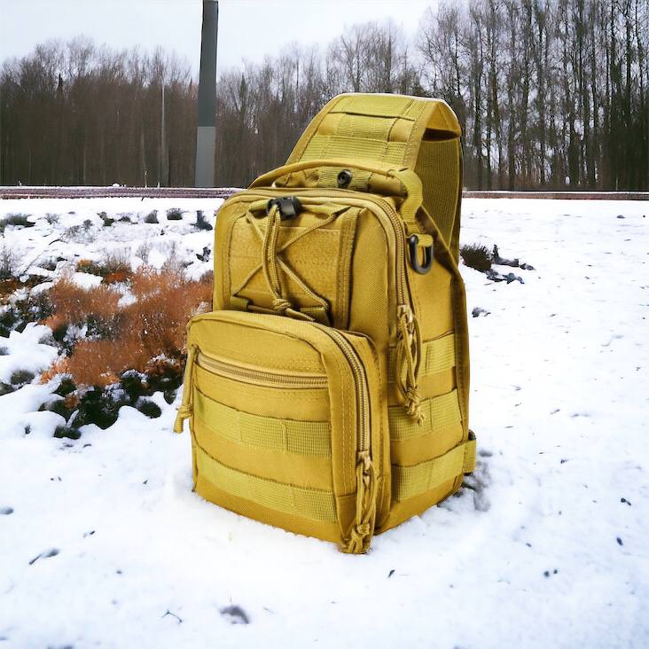Качественная тактическая сумка, укрепленная мужская сумка рюкзак тактическая слинг. Цвет: койот