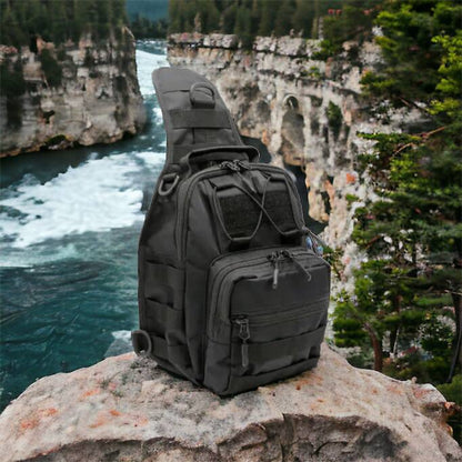 Качественная тактическая сумка, укрепленная мужская сумка рюкзак тактическая слинг. Цвет: черный