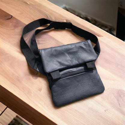 Тактична шкіряна сумка з кобурою, чоловічий месенджер, барсетка - чорний слінг, чоловіча сумка через плече