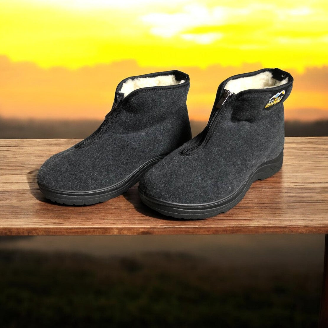 Черевики чоловічі утеплені на застібці 41 розмір, повстяні бурки, домашні чоловічі валянки. Колір: сірий