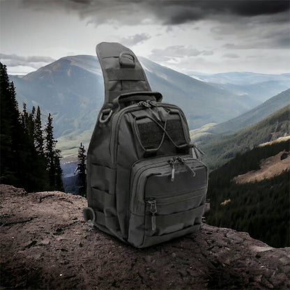 Качественная тактическая сумка, укрепленная мужская сумка рюкзак тактическая слинг. Цвет: черный