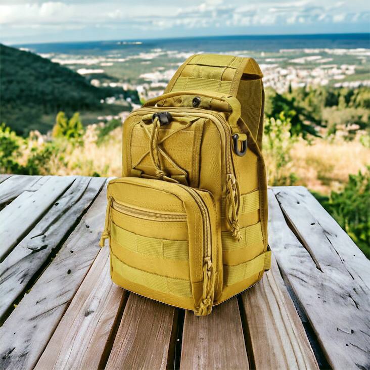 Качественная тактическая сумка, укрепленная мужская сумка рюкзак тактическая слинг. Цвет: койот