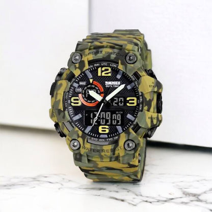 Часы наручные мужские SKMEI 1520CMGN CAMO GREEN, часы военные мужские, для военнослужащих. Цвет: камуфляж