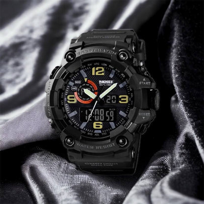 Часы наручные мужские SKMEI 1520BK BLACK, армейские часы противоударные. Цвет: черный