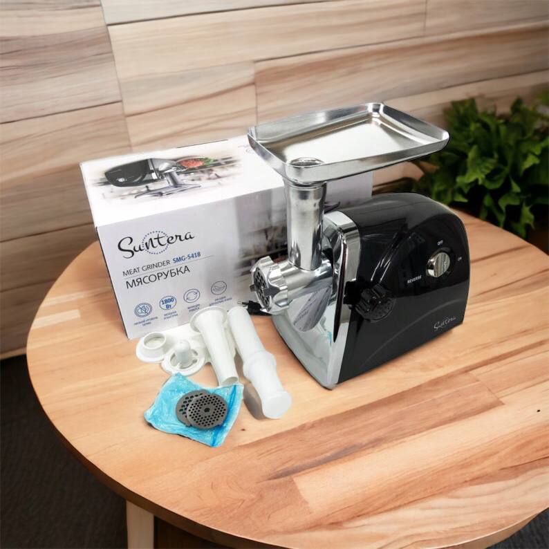 Мясорубка Suntera SMG-5418B 1800 Вт, электромясорубка для шинковки, мясорубка электрическая металл