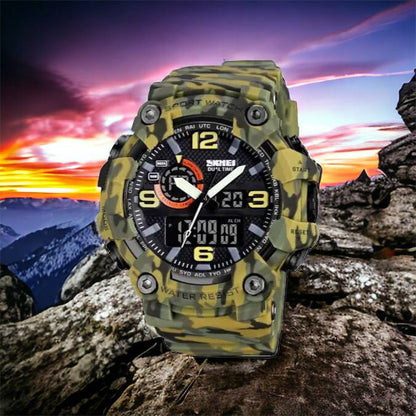 Часы наручные мужские SKMEI 1520CMGN CAMO GREEN, часы военные мужские, для военнослужащих. Цвет: камуфляж