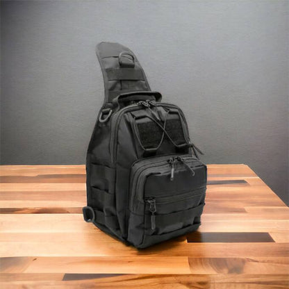 Качественная тактическая сумка, укрепленная мужская сумка рюкзак тактическая слинг. Цвет: черный