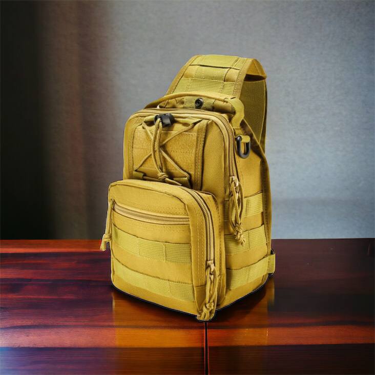 Качественная тактическая сумка, укрепленная мужская сумка рюкзак тактическая слинг. Цвет: койот