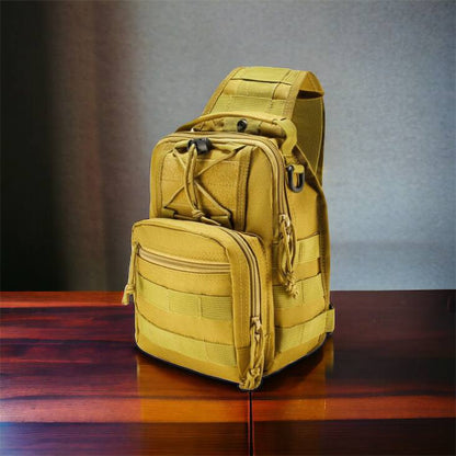 Качественная тактическая сумка, укрепленная мужская сумка рюкзак тактическая слинг. Цвет: койот