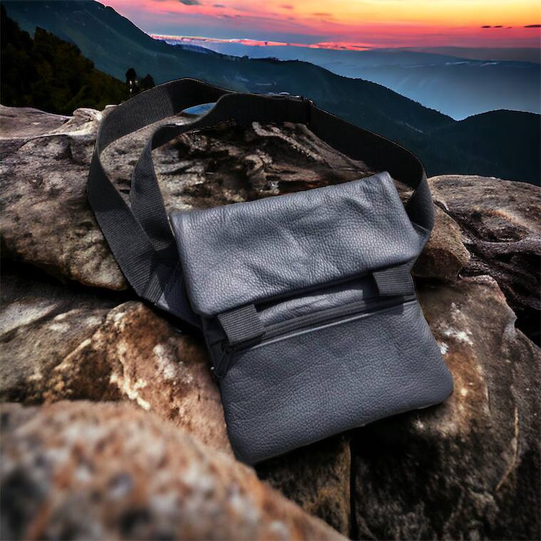 Тактична шкіряна сумка з кобурою, чоловічий месенджер, барсетка - чорний слінг, чоловіча сумка через плече