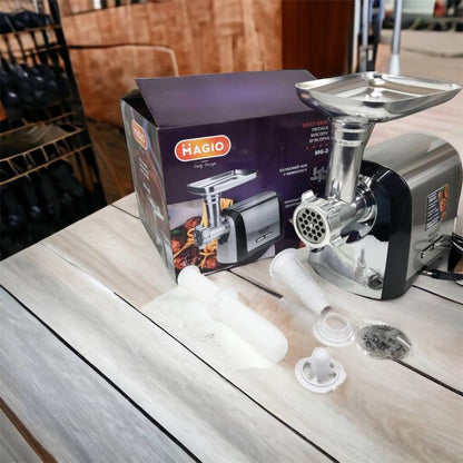 Мясорубка Magio MG-269, 2400 W, мясорубка электрическая металл, мясорубка с металлическим редуктором