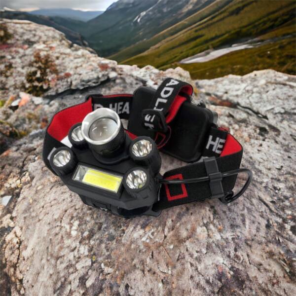 Фонарик налобный Bailong BL-T64-T6+4XPE, светодиодный фонарь на лоб, мощный налобный фонарь для рыбалки