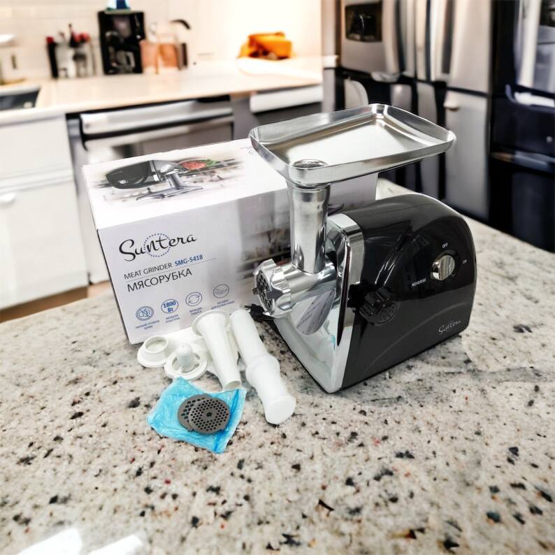 Мясорубка Suntera SMG-5418B 1800 Вт, электромясорубка для шинковки, мясорубка электрическая металл