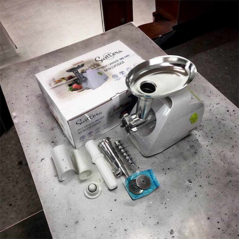 Мясорубка Suntera SMG-5425W, мясорубка-соковыжималка, электрическая мясорубка с насадками для дома