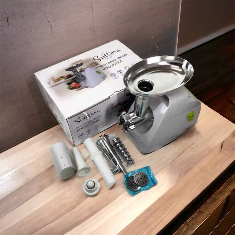 Мясорубка Suntera SMG-5425W, мясорубка-соковыжималка, электрическая мясорубка с насадками для дома