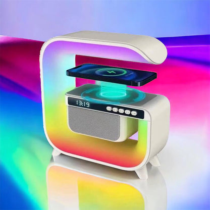 Ночник аккумуляторный RGB G3 с беспроводной зарядкой 15W и Bluetooth колонкой 3W Настольная смарт лампа
