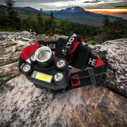 Фонарик налобный Bailong BL-T64-T6+4XPE, светодиодный фонарь на лоб, мощный налобный фонарь для рыбалки