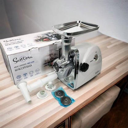 Мясорубка Suntera SMG-5418W, электромясорубка для дома, мясорубка с металлическим редуктором