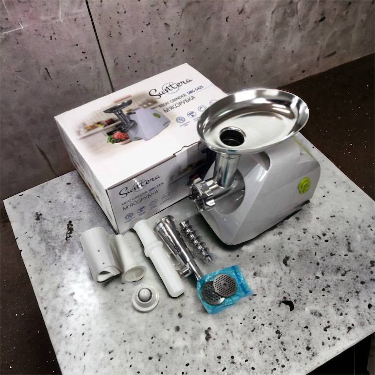 Мясорубка Suntera SMG-5425W, мясорубка-соковыжималка, электрическая мясорубка с насадками для дома