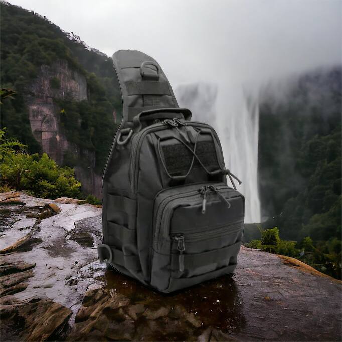 Качественная тактическая сумка, укрепленная мужская сумка рюкзак тактическая слинг. Цвет: черный