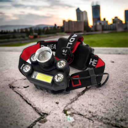 Фонарик налобный Bailong BL-T64-T6+4XPE, светодиодный фонарь на лоб, мощный налобный фонарь для рыбалки