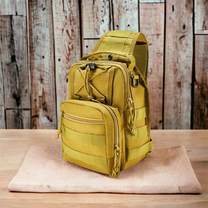 Качественная тактическая сумка, укрепленная мужская сумка рюкзак тактическая слинг. Цвет: койот