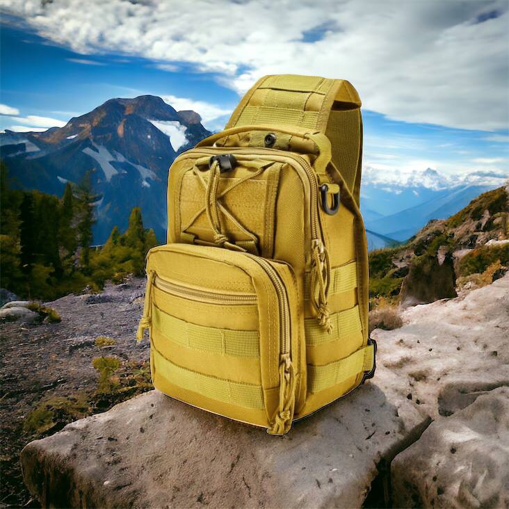 Качественная тактическая сумка, укрепленная мужская сумка рюкзак тактическая слинг. Цвет: койот