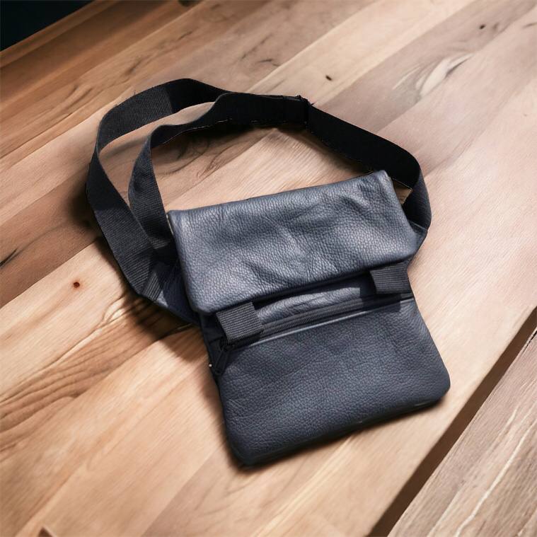 Тактична шкіряна сумка з кобурою, чоловічий месенджер, барсетка - чорний слінг, чоловіча сумка через плече