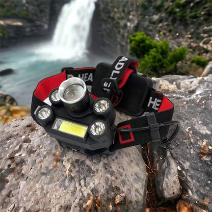 Фонарик налобный Bailong BL-T64-T6+4XPE, светодиодный фонарь на лоб, мощный налобный фонарь для рыбалки