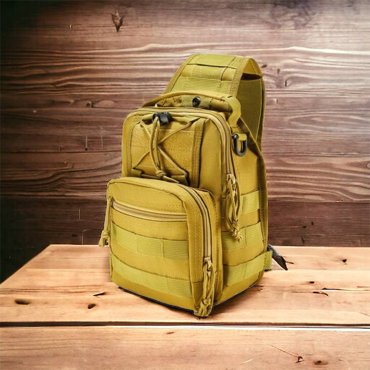 Качественная тактическая сумка, укрепленная мужская сумка рюкзак тактическая слинг. Цвет: койот