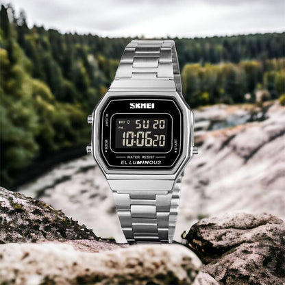 Часы наручные мужские SKMEI 1647SI, армейские часы противоударные, модные мужские часы