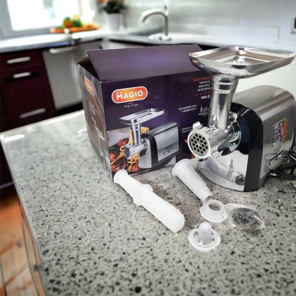 Мясорубка Magio MG-269, 2400 W, мясорубка электрическая металл, мясорубка с металлическим редуктором