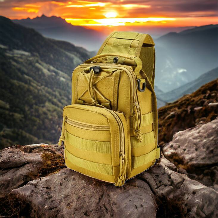 Качественная тактическая сумка, укрепленная мужская сумка рюкзак тактическая слинг. Цвет: койот