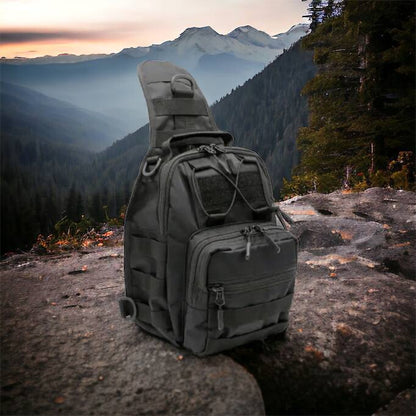 Качественная тактическая сумка, укрепленная мужская сумка рюкзак тактическая слинг. Цвет: черный