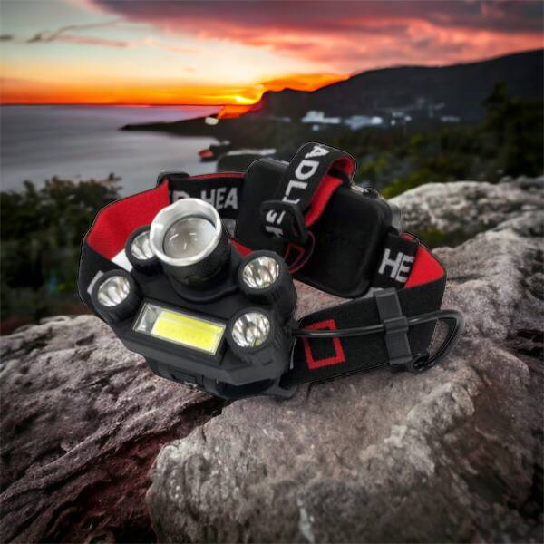 Фонарик налобный Bailong BL-T64-T6+4XPE, светодиодный фонарь на лоб, мощный налобный фонарь для рыбалки