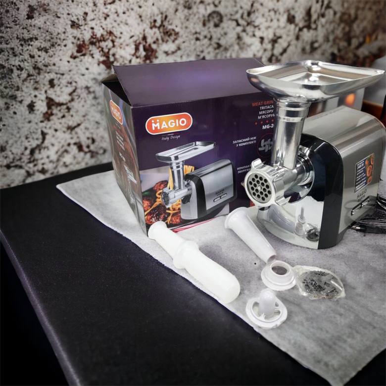 Мясорубка Magio MG-269, 2400 W, мясорубка электрическая металл, мясорубка с металлическим редуктором