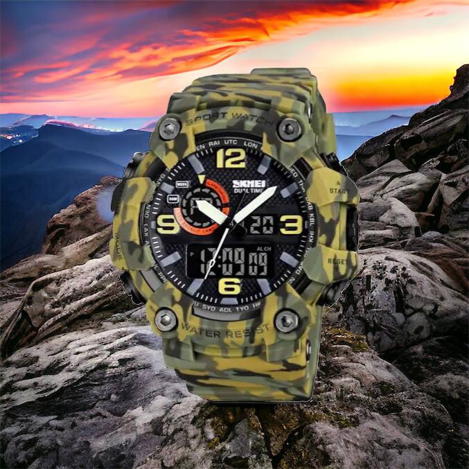 Часы наручные мужские SKMEI 1520CMGN CAMO GREEN, часы военные мужские, для военнослужащих. Цвет: камуфляж