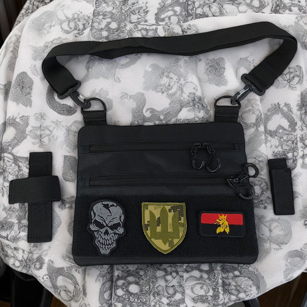 Сумка тактична чорна для прихованого носіння з кобурою, чоловічий месенджер із кордури