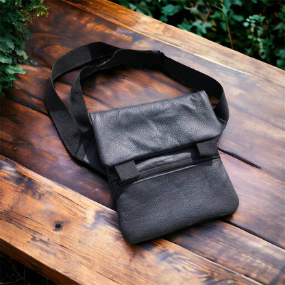 Тактична шкіряна сумка з кобурою, чоловічий месенджер, барсетка - чорний слінг, чоловіча сумка через плече