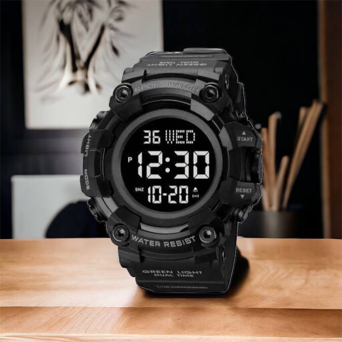Годинник наручний чоловічий SKMEI 1968BKBK BLACK-BLACK, водостійкий тактичний годинник. Колір: чорний