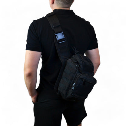 Тактична сумка чорна через плече військова велика нагрудна сумка ВСУ сумка універсальна армійська