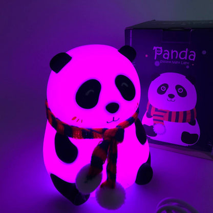 Детский силиконовый ночник светильник Панда 7 цветов, Силиконовый ночник игрушка для детей