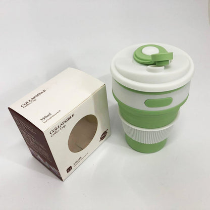 Кружка туристическая (складная/силиконовая), силиконовая складная термокружка. Цвет: зеленый