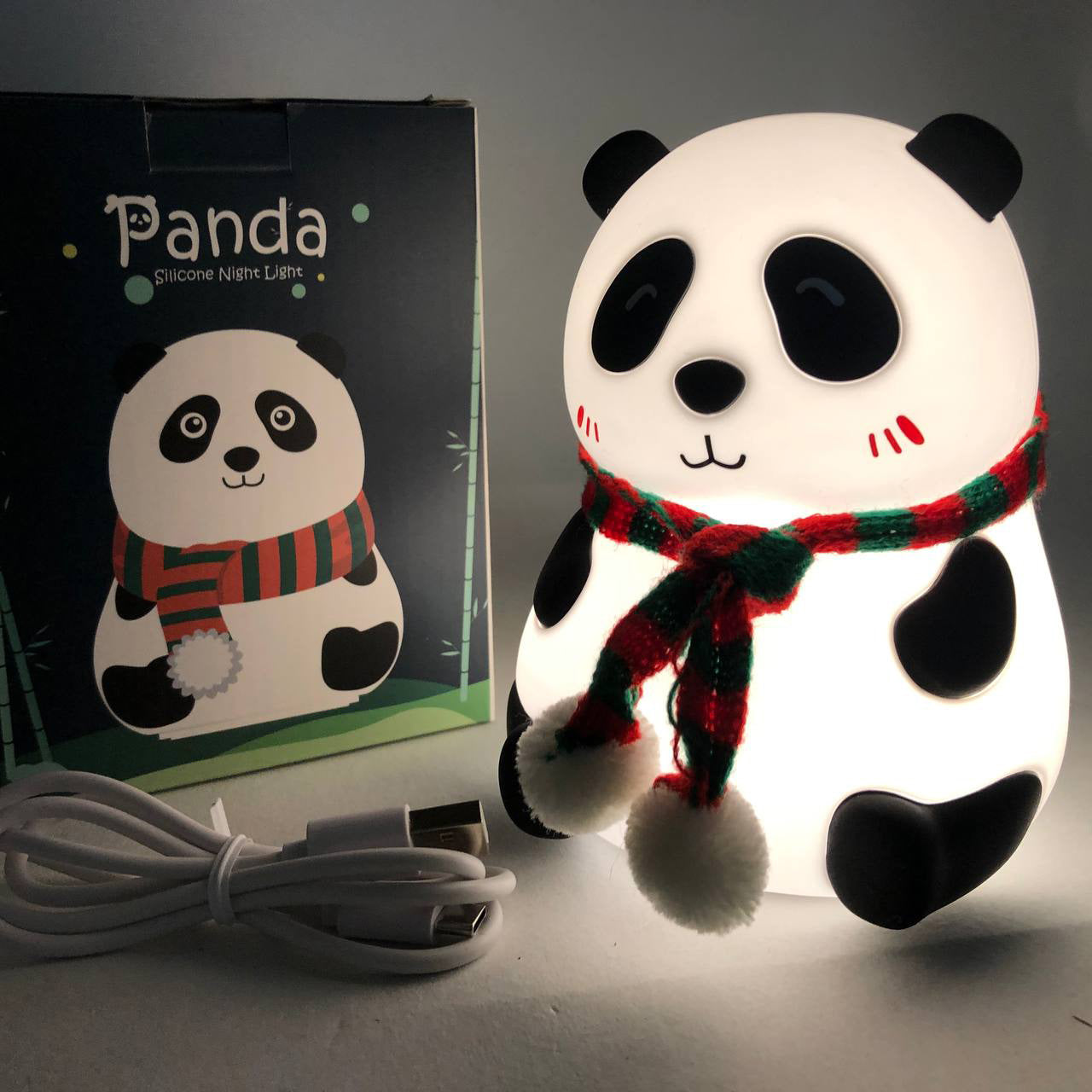 Детский силиконовый ночник светильник Панда 7 цветов, Силиконовый ночник игрушка для детей