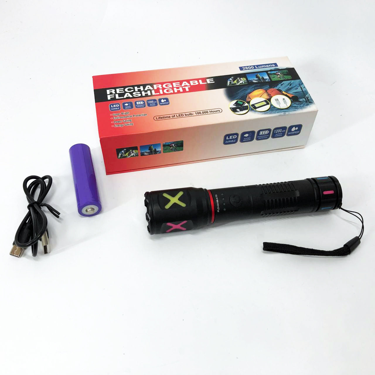 Фонарь ручной аккумуляторный PLD-CA166-3, Фонарь ручной мощный, Тактичный фонарь, Ручной фонарик led